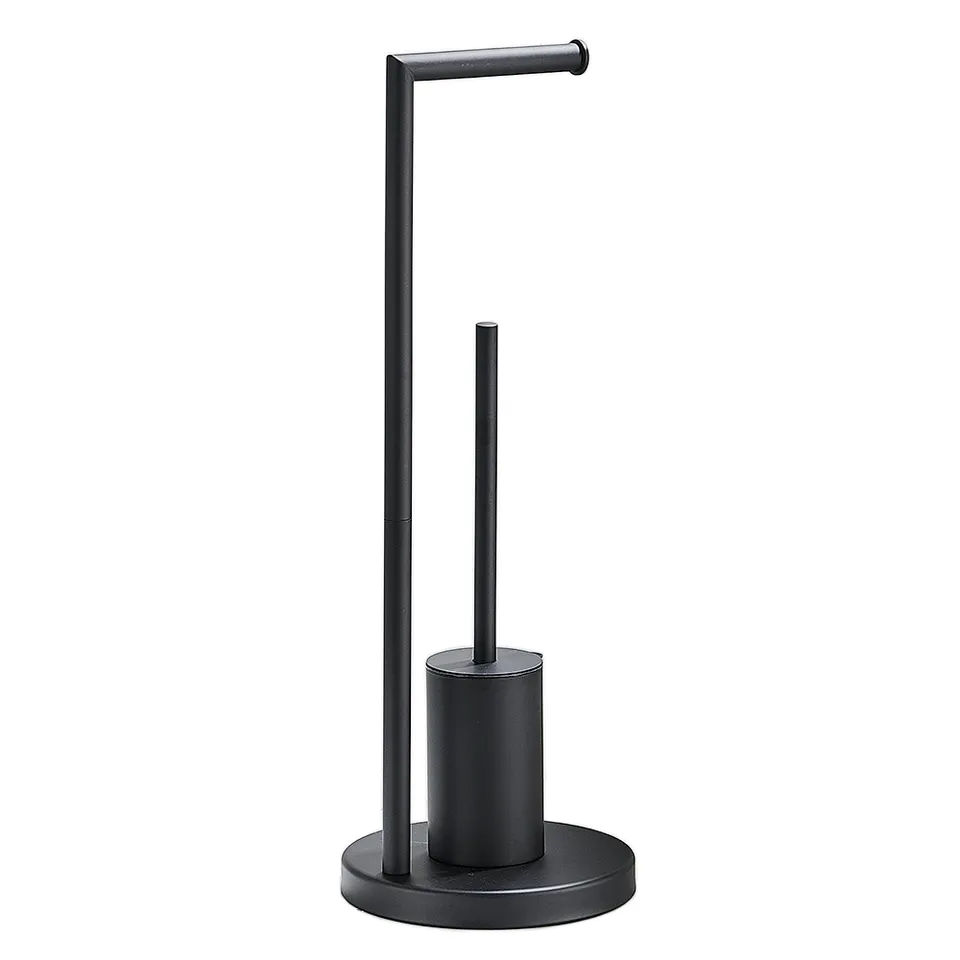 Trendy Taps Premium Quality Black Floor Standing Toilet Brush and Roll Holder