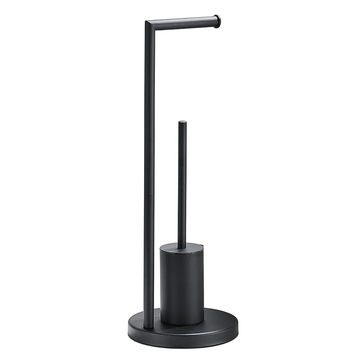 Trendy Taps Premium Quality Black Floor Standing Toilet Brush and Roll Holder