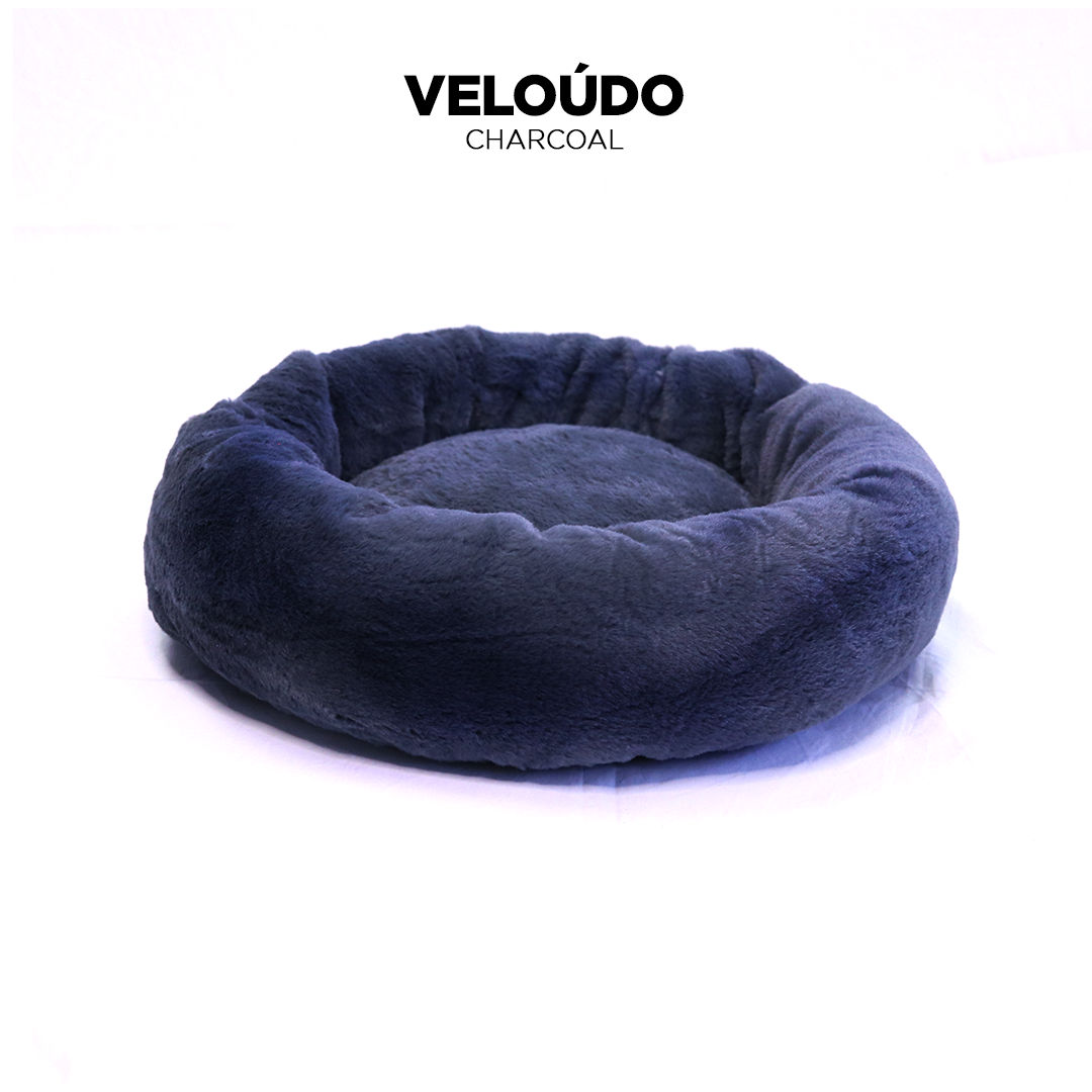 Charcoal Short-Fur Velvet Veloudo Medium 70cm IREMIA Dog Bed