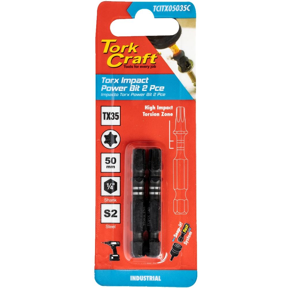 TORX TX 35 IMPACT BIT 50MM 2PC CARDED