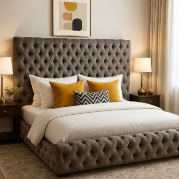 Luxury Tufted Upholstered Platform Base and Headboard- Double 137cm Base & 200cm Headboard