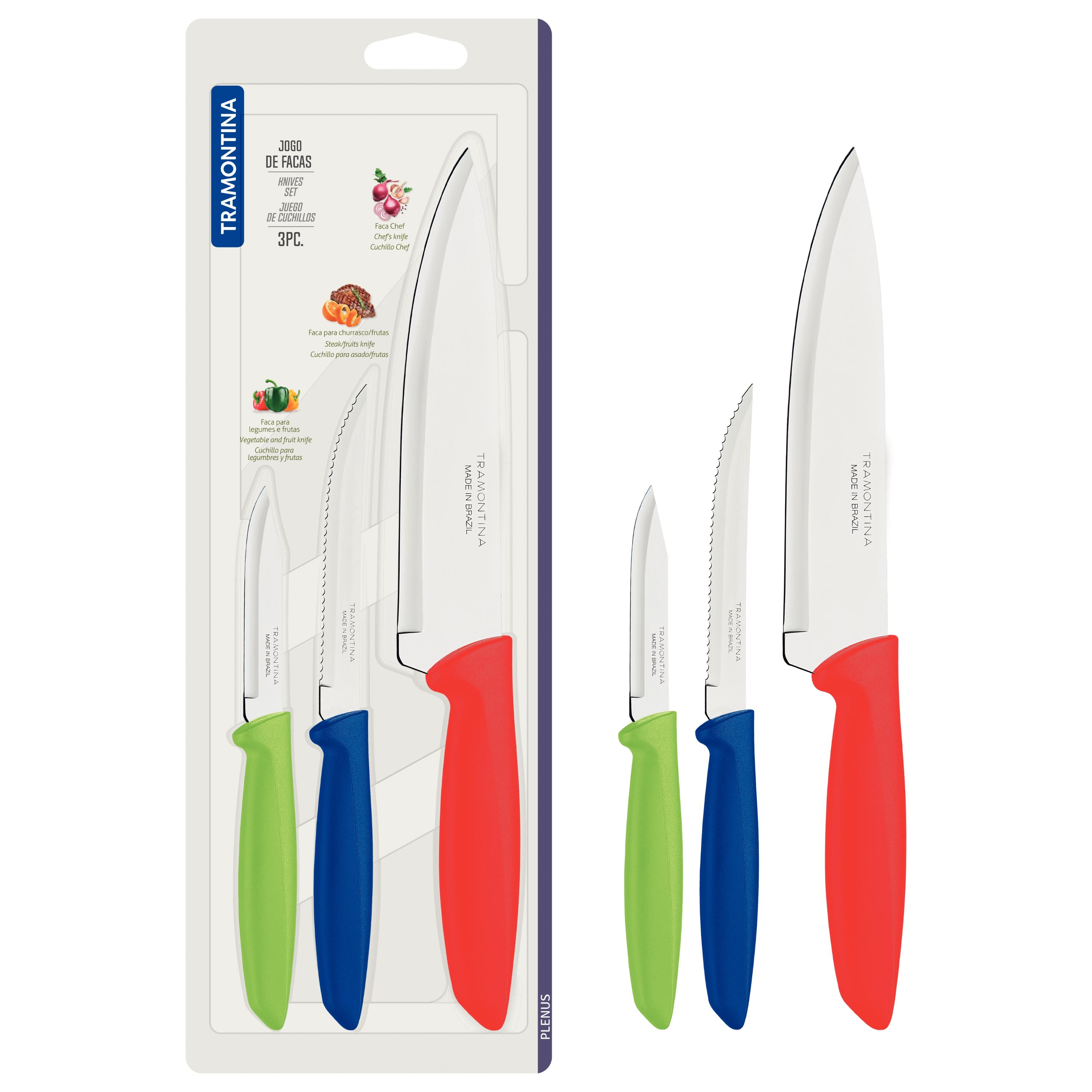 Tramontina 3 Piece Colorful Knife Set