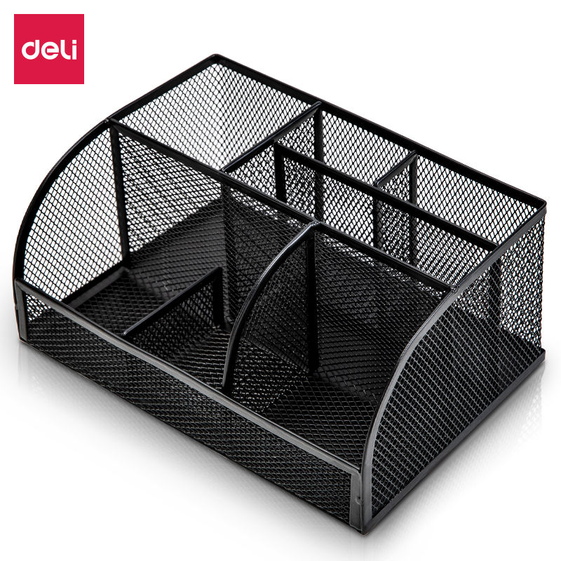 Deli Mesh Desk Organizer 7 Compartments 223×140×100mm Black