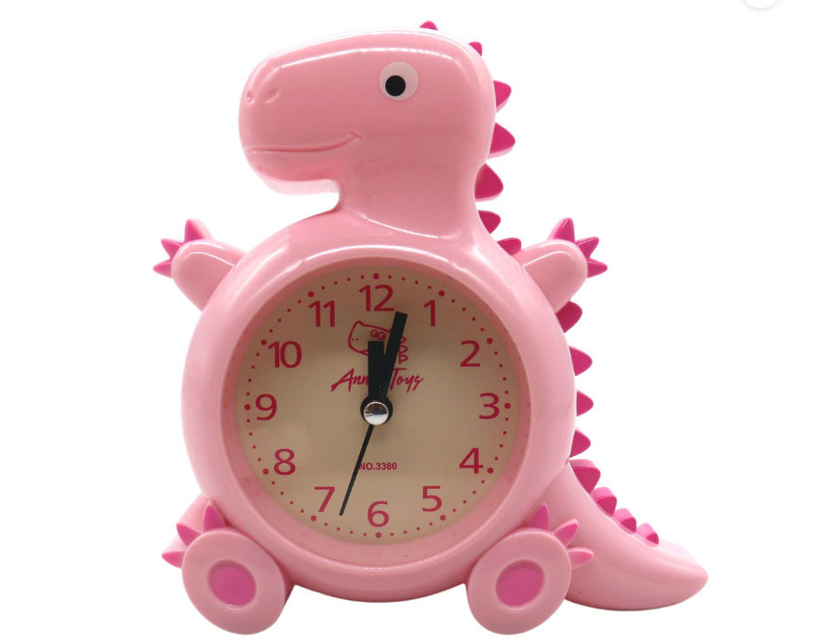Kids Exquisite Dinosaur Quartz Analog Alarm Clock Pink LEROY MERLIN