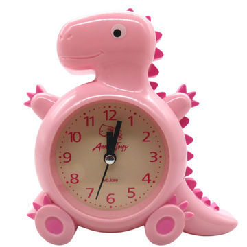 Kids Exquisite Dinosaur Quartz Analog Alarm Clock Pink