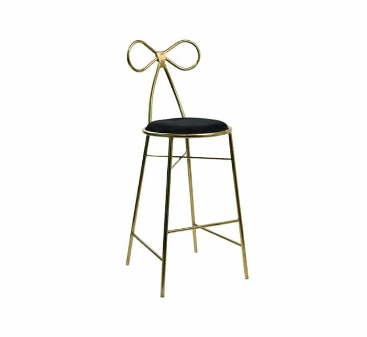 Vividitto - Metal Leg Bar Chair With Velvet Cushion - Black