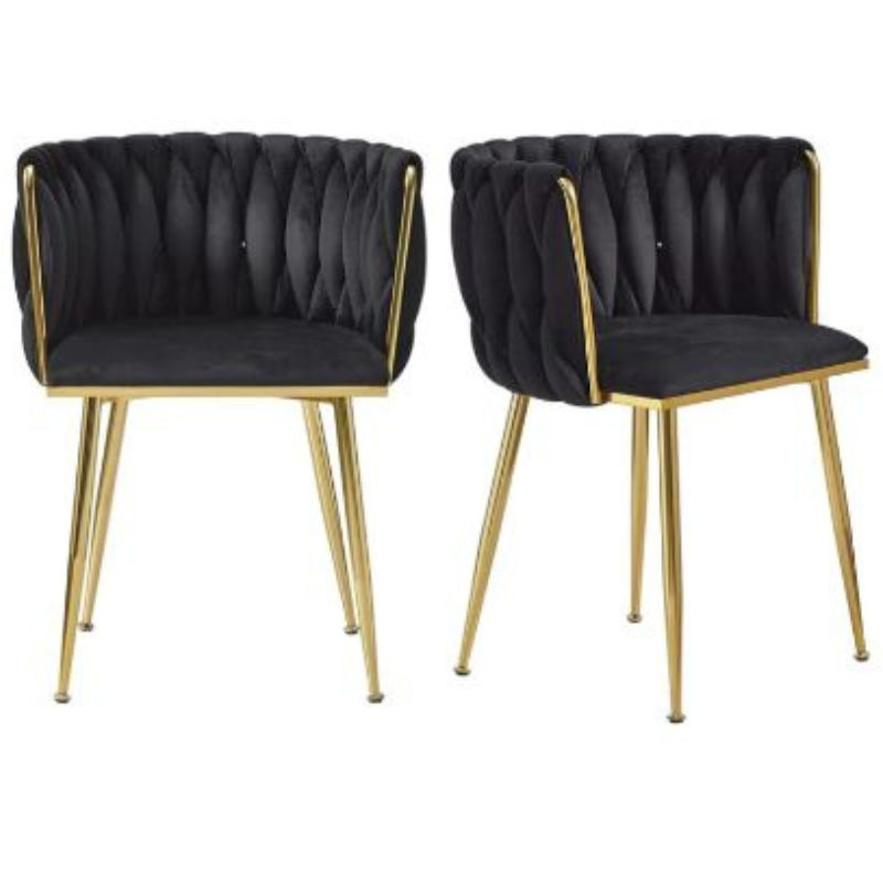 Dove Velvet Dinning Chairs-Square Black