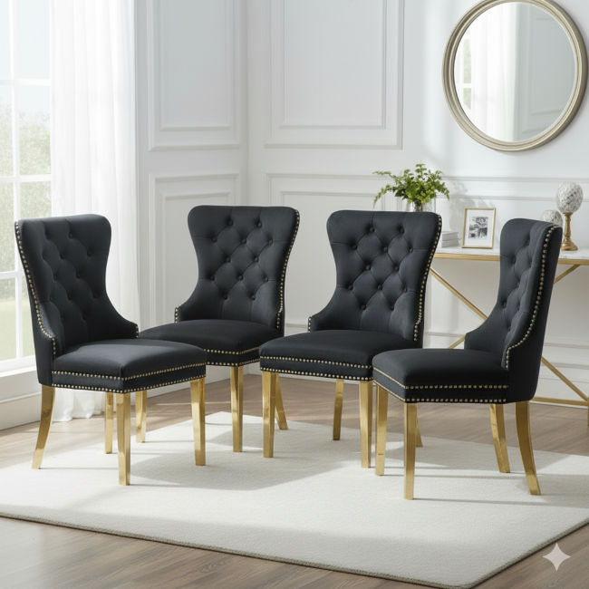 QandAHome Peterse Velvet Tufted Dining Chairs (Set of 4)