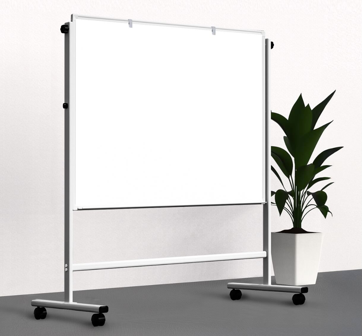 Deli Mobile Whiteboard 900x1200mm,Double side, light Grey Frame, Hight adjustable- 2 Whiteboard Markers, 4 Magnets & Eraser