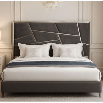 EFURN- Regalia King Size Headboard Grey & Silver