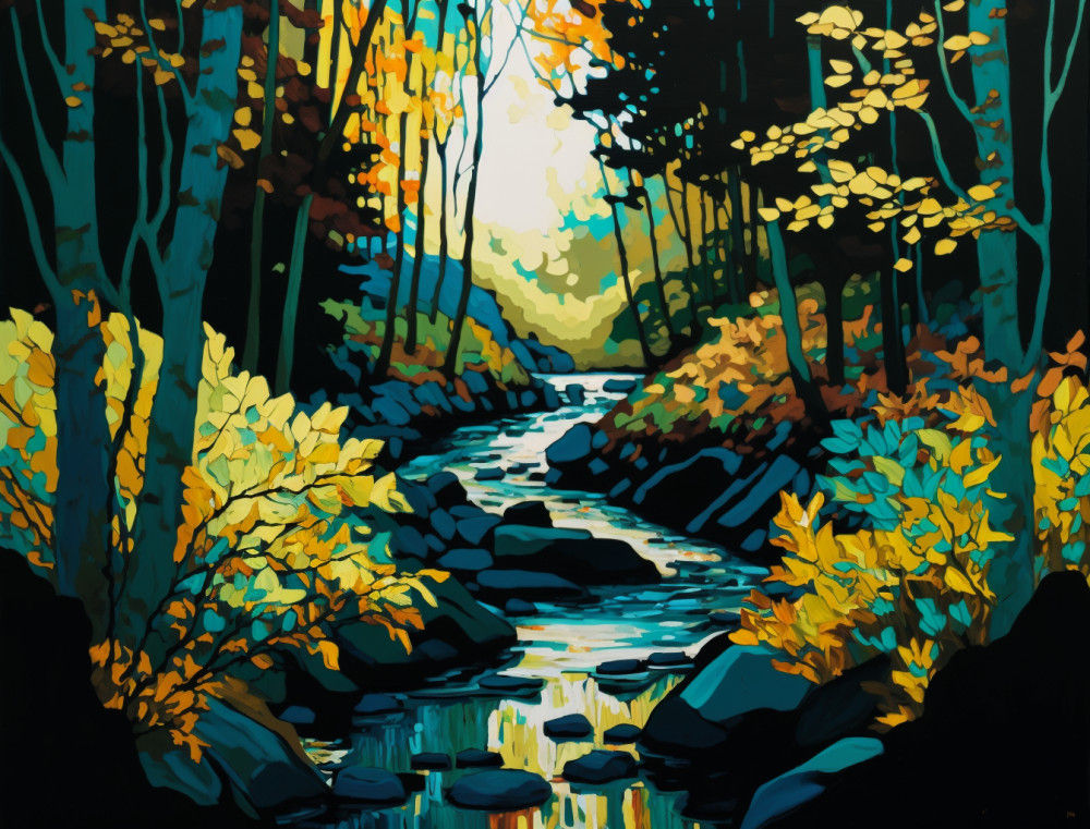 Canvas Wall Art - Canvas Wall art: River Abstract Painting  - B1260 - [120 x 80 cm]