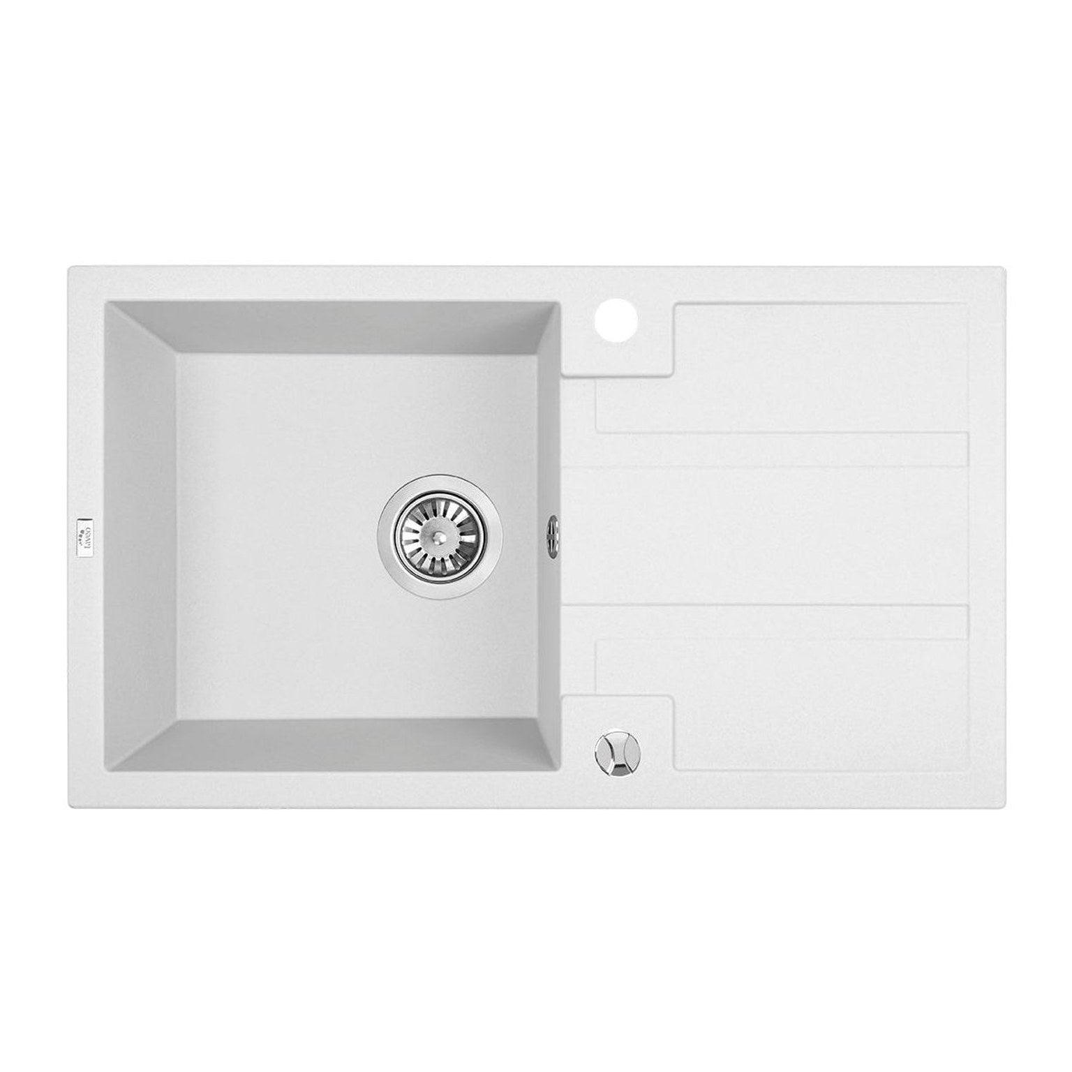 Laveo Barbados 760 Granite Composite Kitchen Sink 1 Bowl with Drainer - White