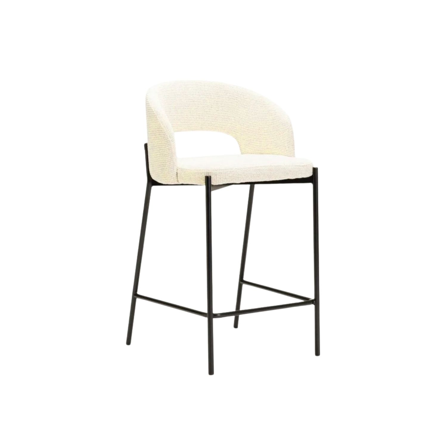 Textured Fabric Kitchen Counter Stool - Cream