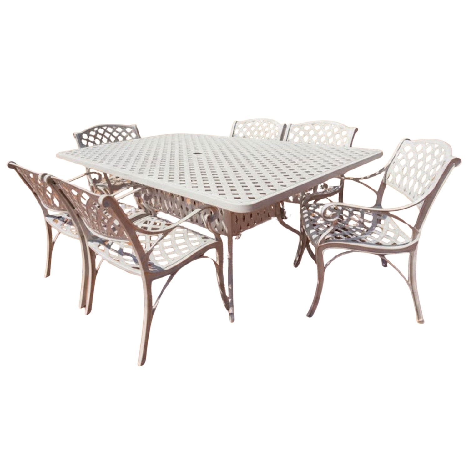 Cottage Aluminium Dining Set 6-Seater (White)