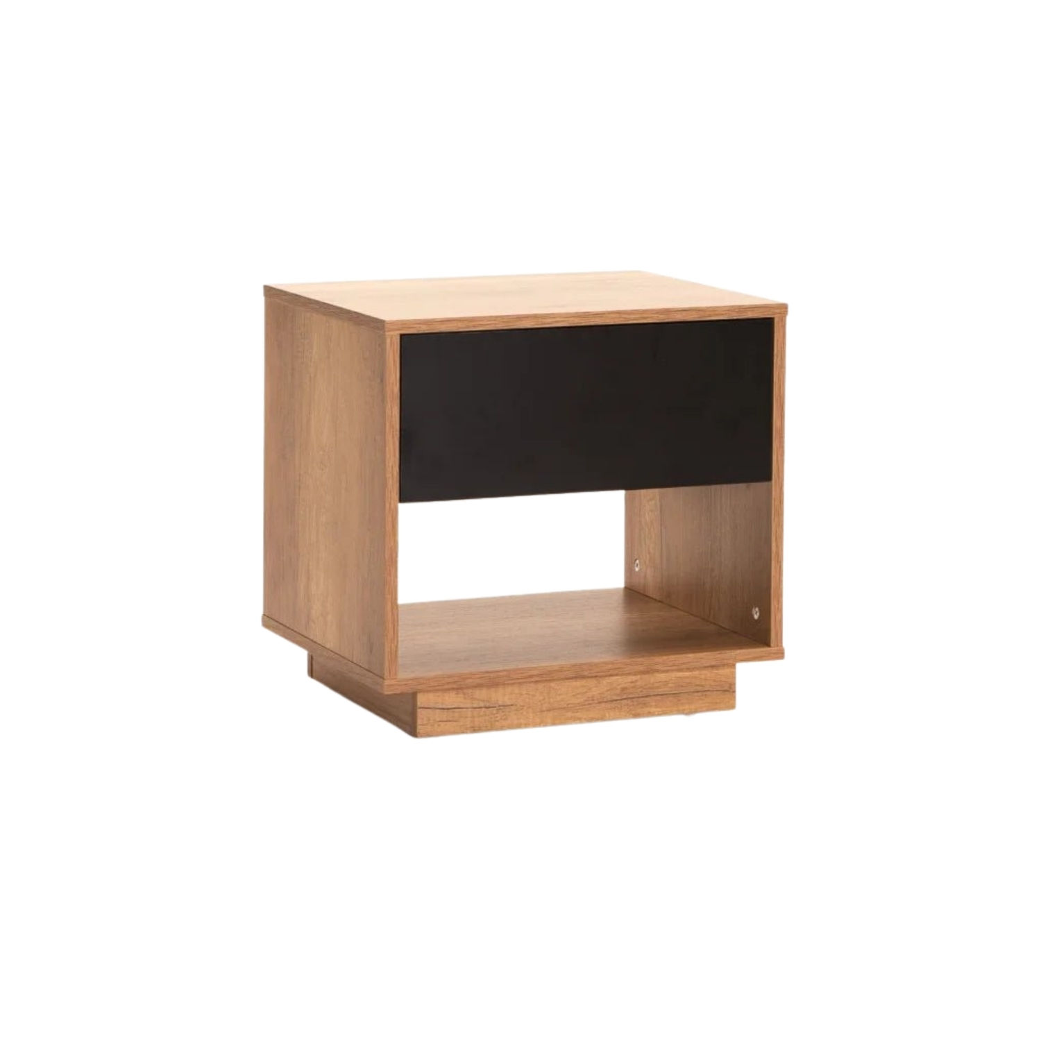 Modern 1 Drawer Bedside Pedestal - Wild Oak/Black