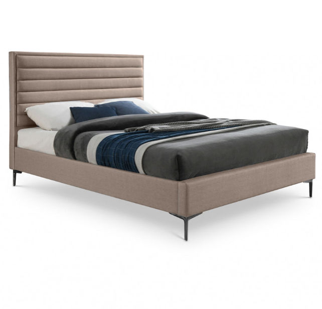 Davina Sleigh Bed King  -Linen Brown