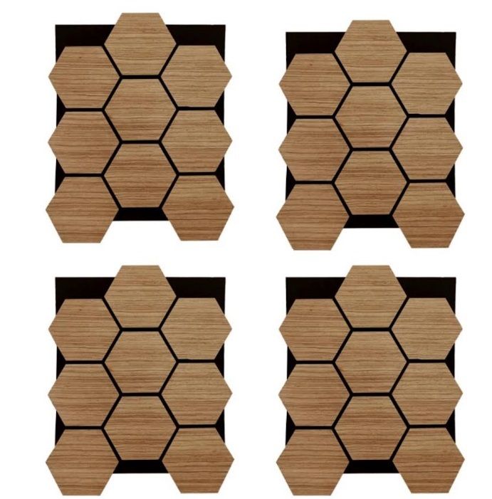 Echo-Less Wood Hexagon Acoustic Panels  Walnut