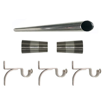 Matoc 25mm Single Curtain Pole Set - Silver - Cone Finials - 5.5m