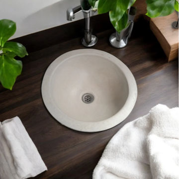 Ivory Bespoke Round Concrete Drop-In Sink 43x43x15cm