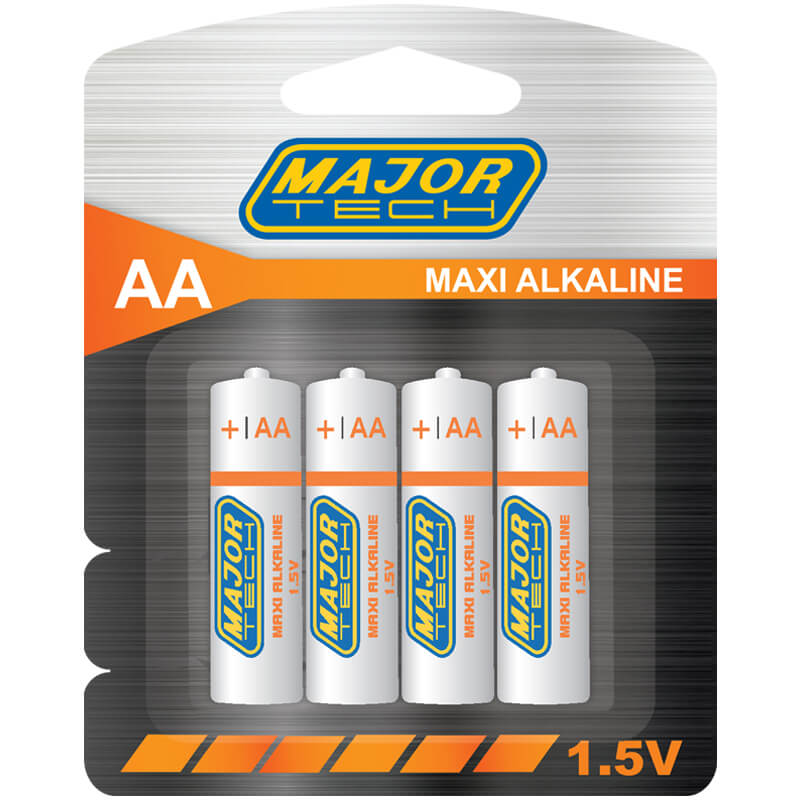 AA Maxi Alkaline Batteries (LR6-BP4) - Major Tech