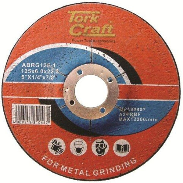Tork Craft - Grinding Disc - For Steel - 125mm x 6.0mm x 22.22mm - 7 Pack
