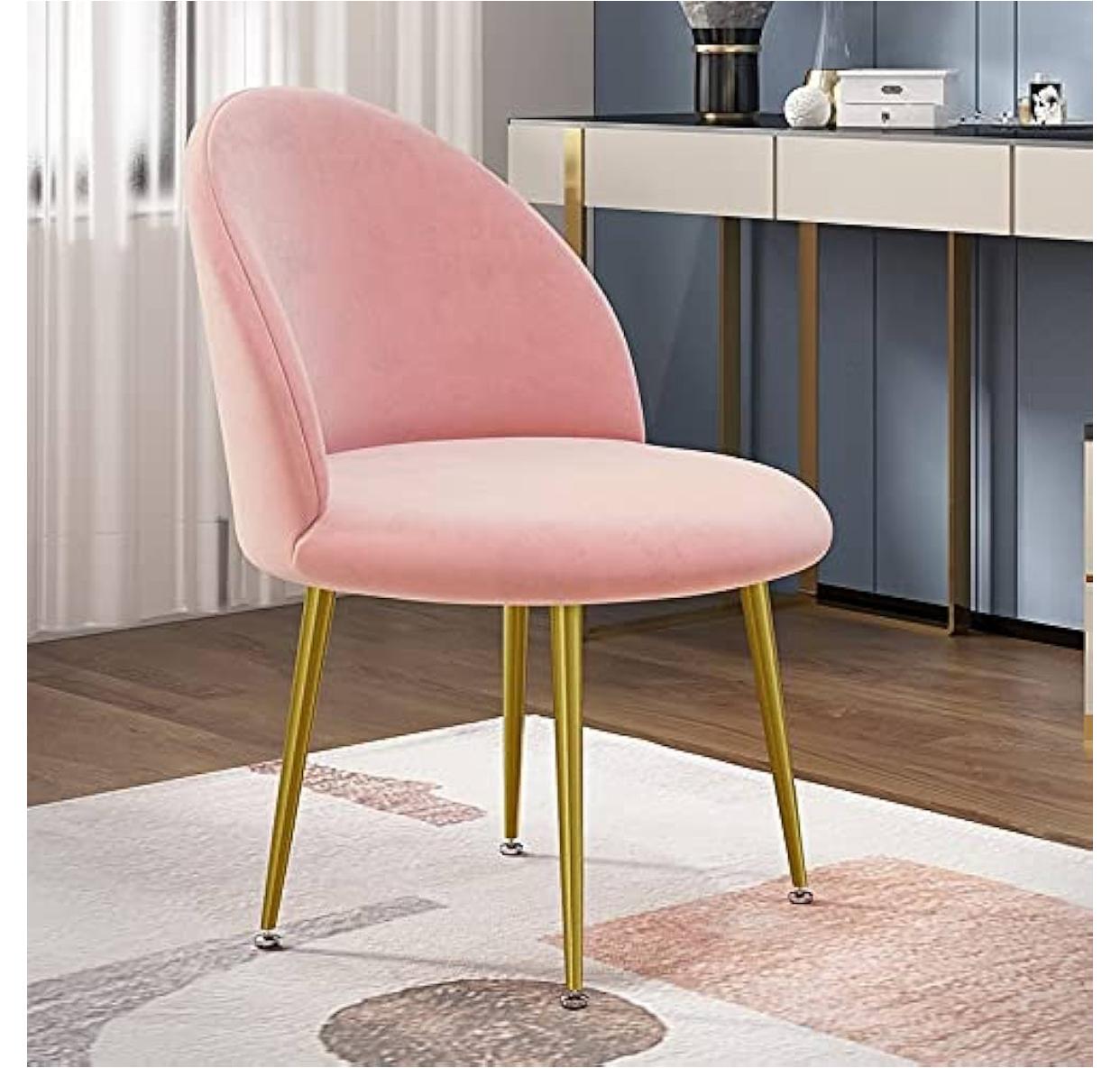 Asher Dinning Chairs with Gold Legs Set of 2 Pink