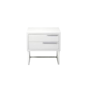 Mika Wood Pedestal With Silver Frame & Handles-White