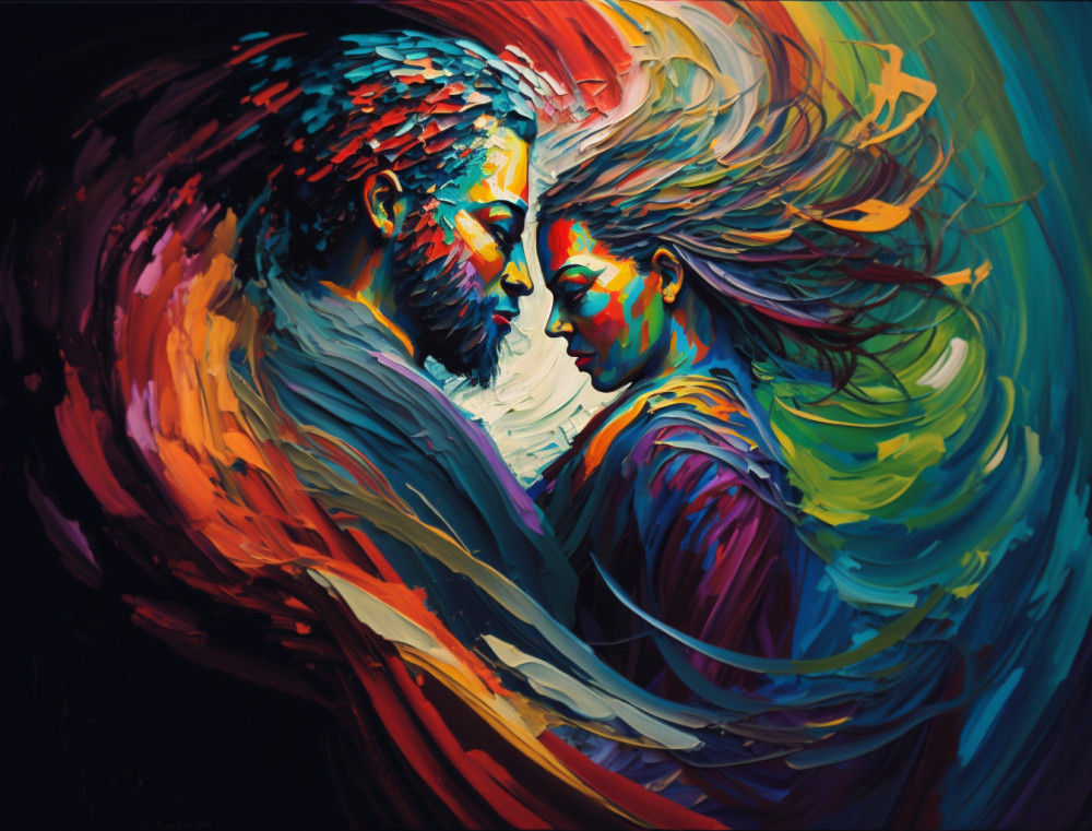 Canvas Wall Art - Canvas Wall Art: Passionate Embrace Abstract Painting - B1310 - [120 x 80 cm]