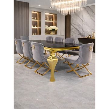Prestige Home - Cressida 8 Seater Dining Set with Grey Ring Dining Chairs