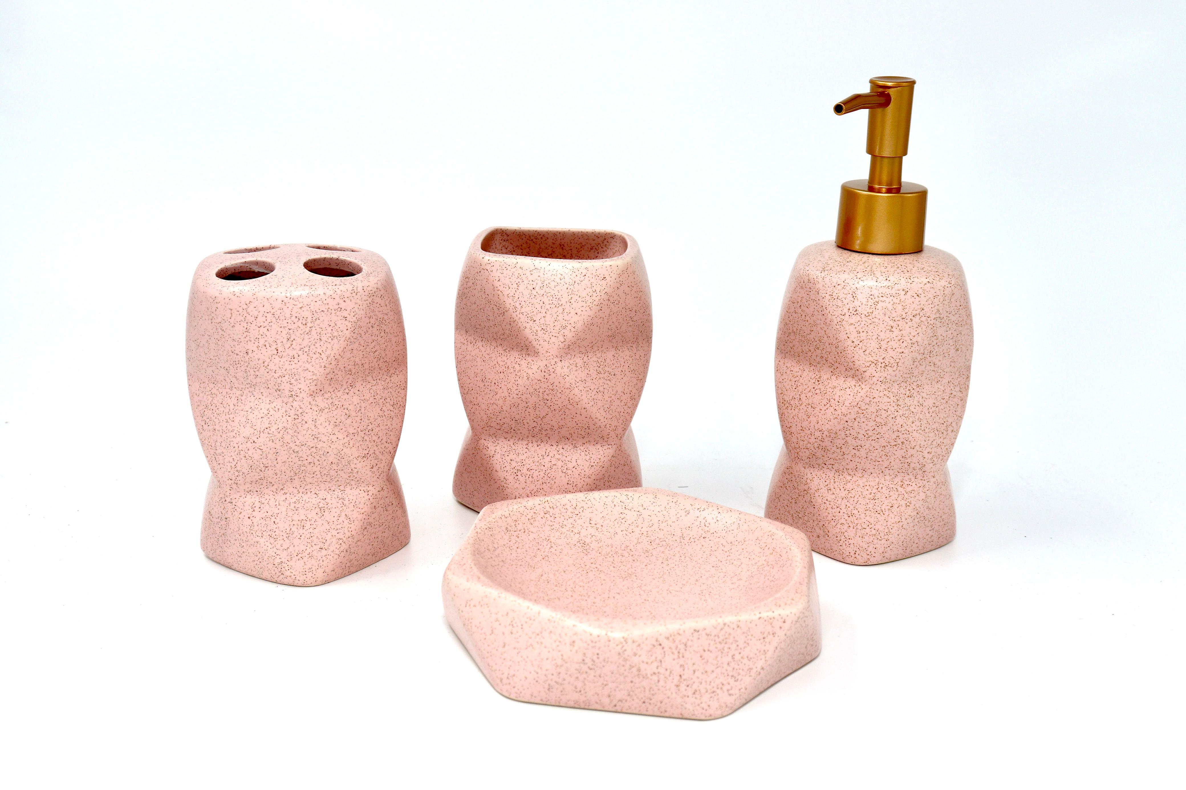 4 Piece Pink Bathroom Set