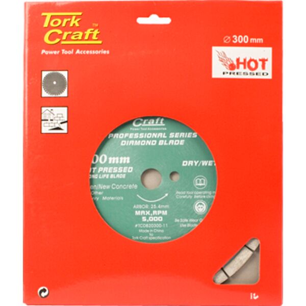 Diamond Blade 300 X 25.4Mm Green / New Concrete Hot Pressed Segmented