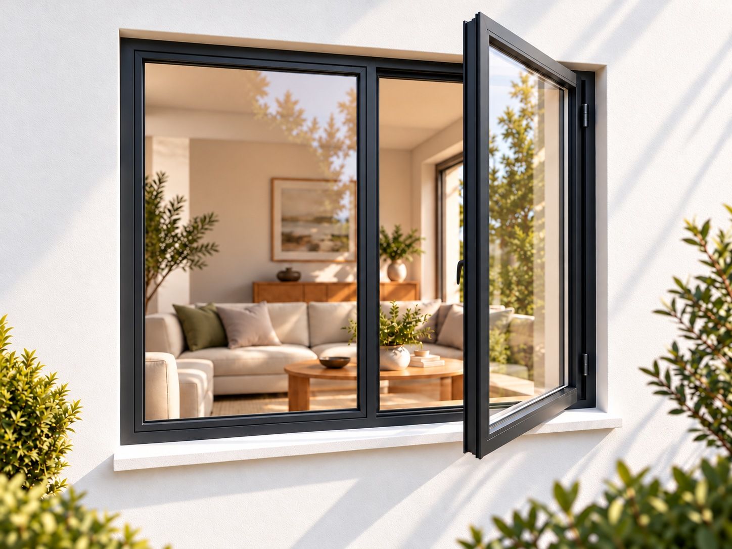 Kenzo Premium Side-Hung Aluminium Window - Charcoal, 1200 1200 mm, Right Side Opener