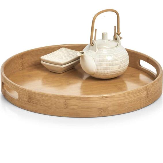 Kitchen Serving Decor Tray Bamboo Round Dia40Cmxh5Cm