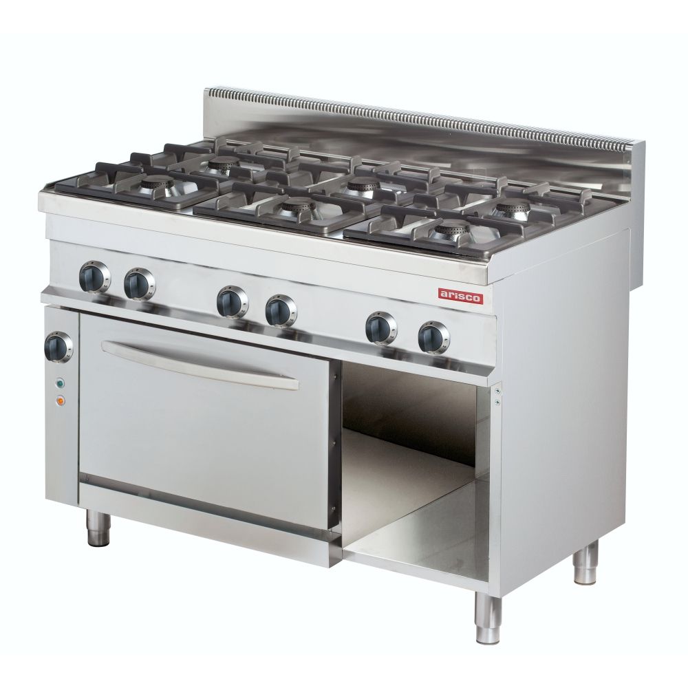 6 Burner gas cooking range with electric convection oven & cabinet - ARISCO