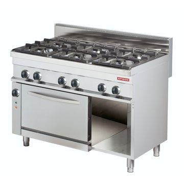 6 Burner gas cooking range with electric convection oven & cabinet - ARISCO