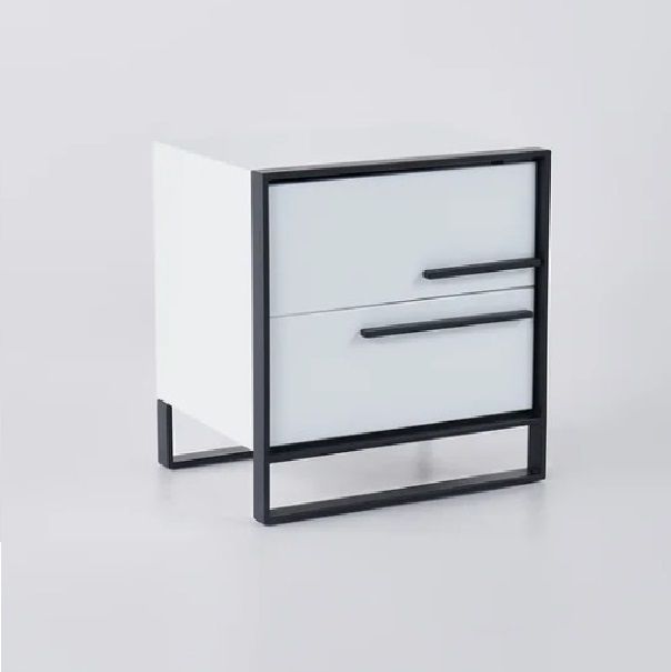 ZHi Modern white and Black square- 2 Drawers Pedestal