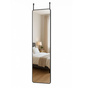 RECTANGLE FULL-LENGTH WALL & DOOR MOUNTED MIRROR - INK BLACK ALLOY FRAME