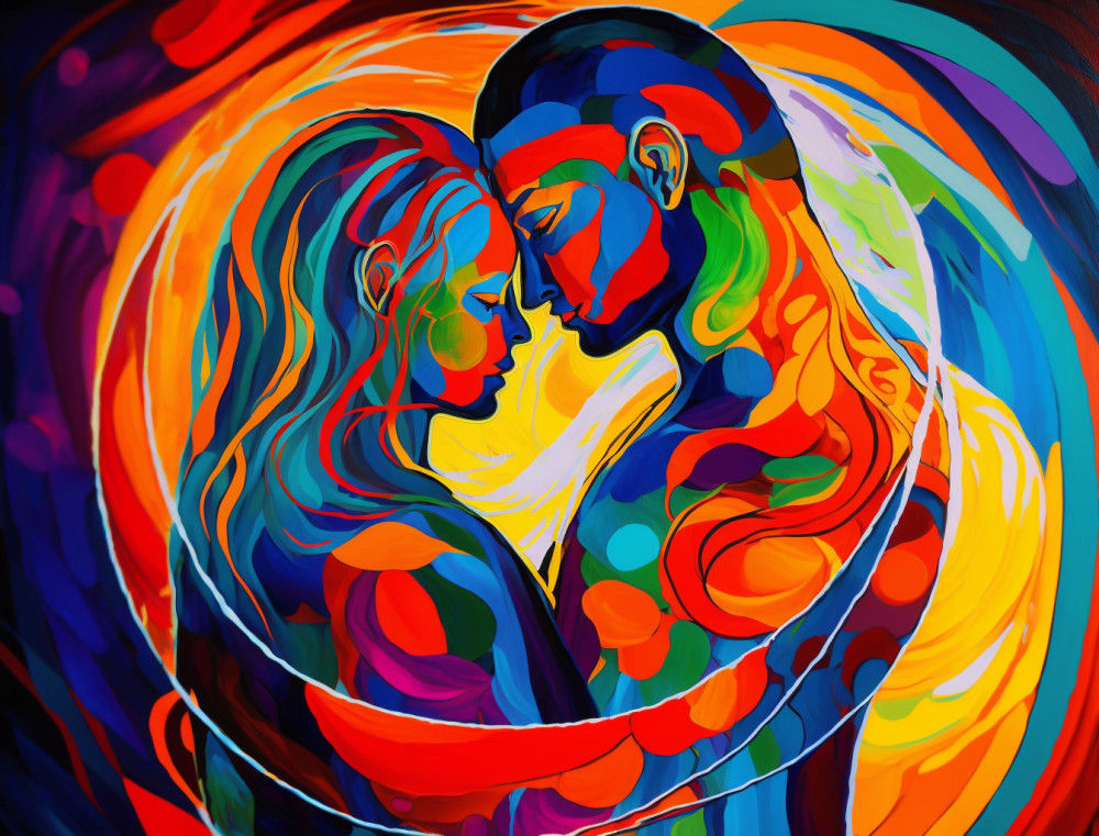 Canvas Wall Art - Canvas Wall Art: Soulmates; Two Figure Intertwined  - B1332 - [120 x 80 cm]