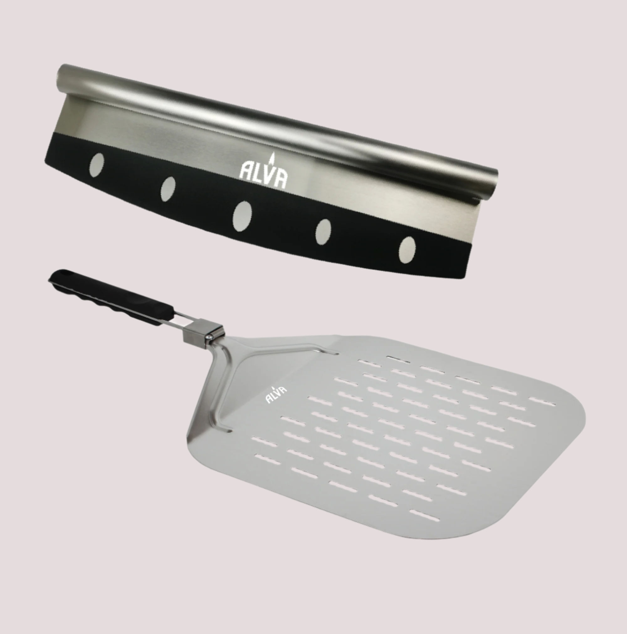 ALVA 2Pc Pizza Set - Metal Pizza Peel & Cutter Set