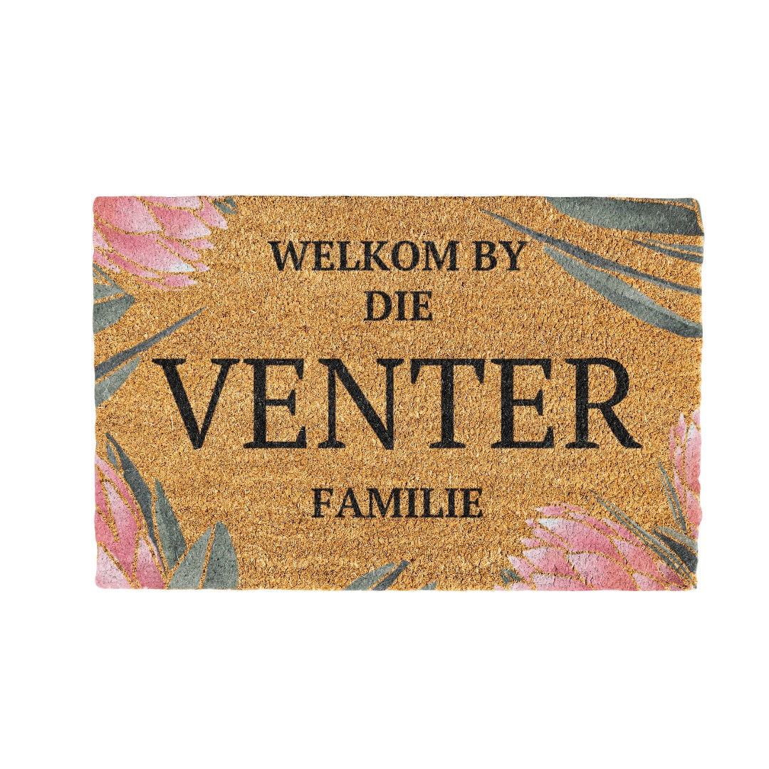 Venter Familie Naam Coir Doormat Design 700 x 400 mm