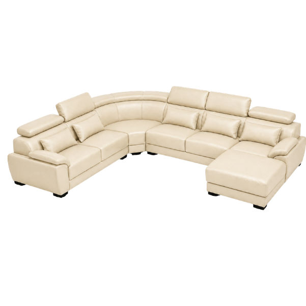 Claude U Shaped Corner Sectional Sofa-Bonded Cream