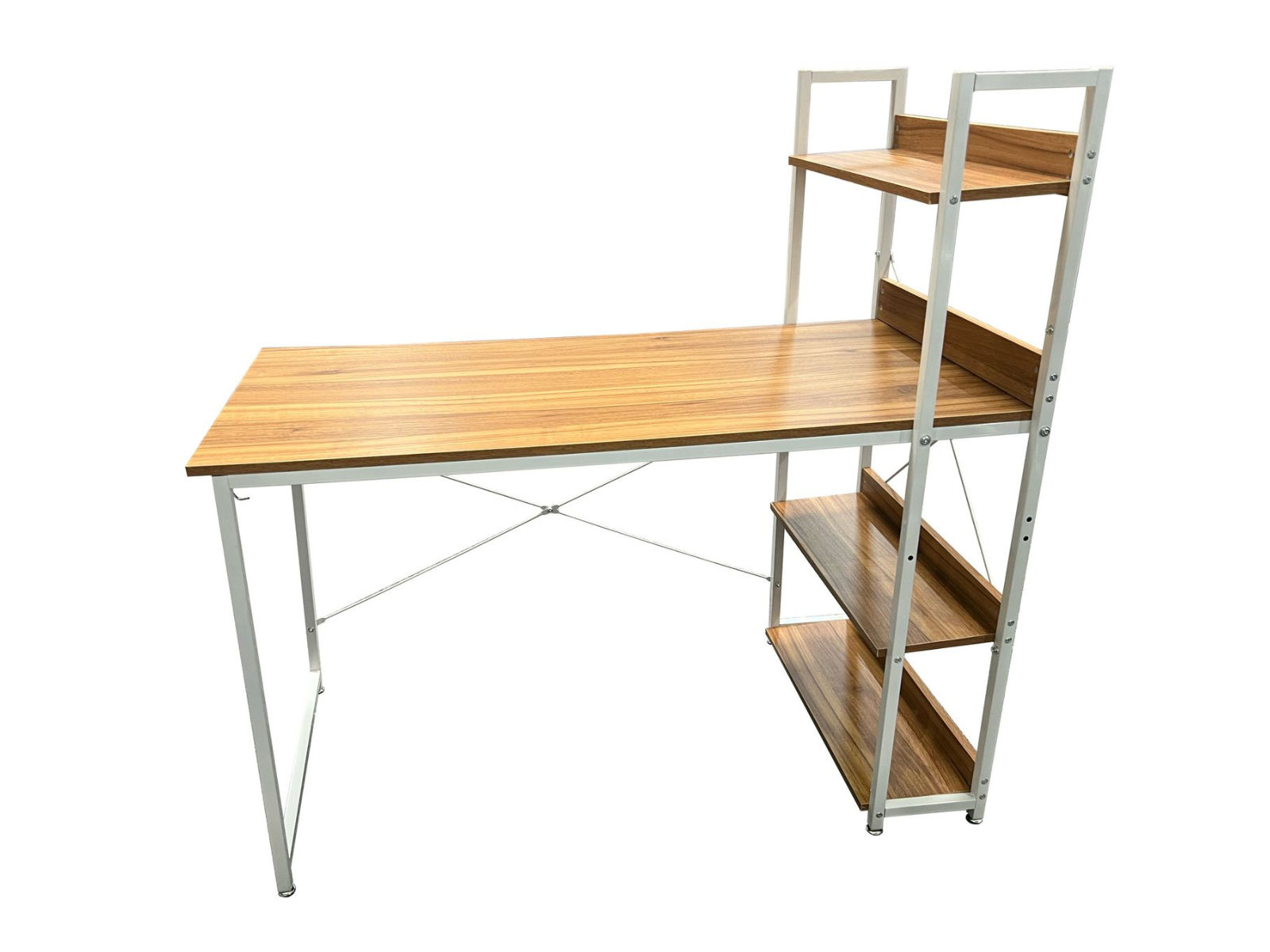 GOF Furniture – Ezra Computer Desk with Storage Shelves - Oak