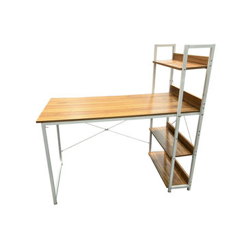 GOF Furniture – Ezra Computer Desk with Storage Shelves - Oak