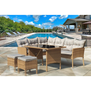 Santorini Corner Lounge Brown Patio Set