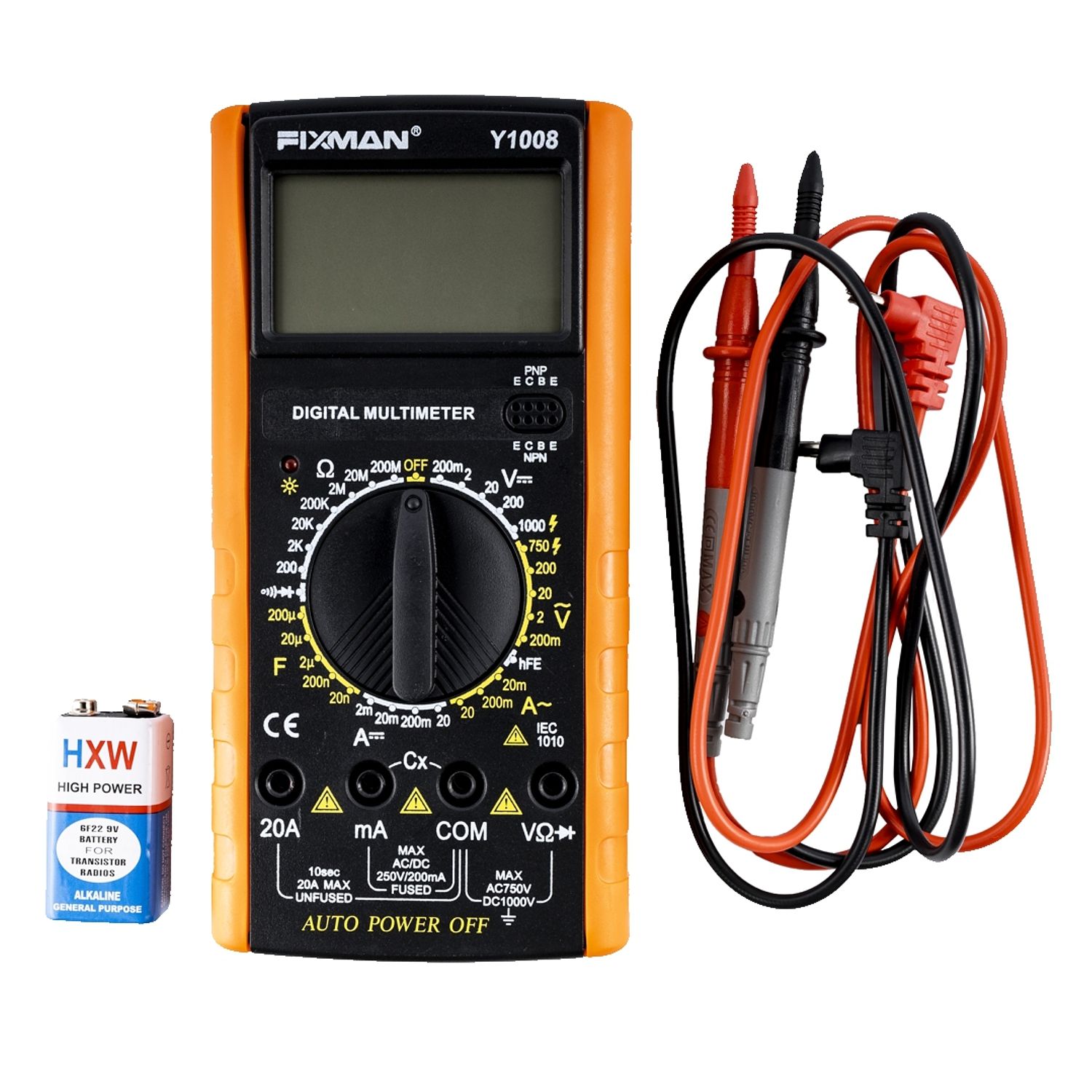 Fixman Multimeter Dc/Ac 200Mv,2V,20V,200V,1000V 9V Bat