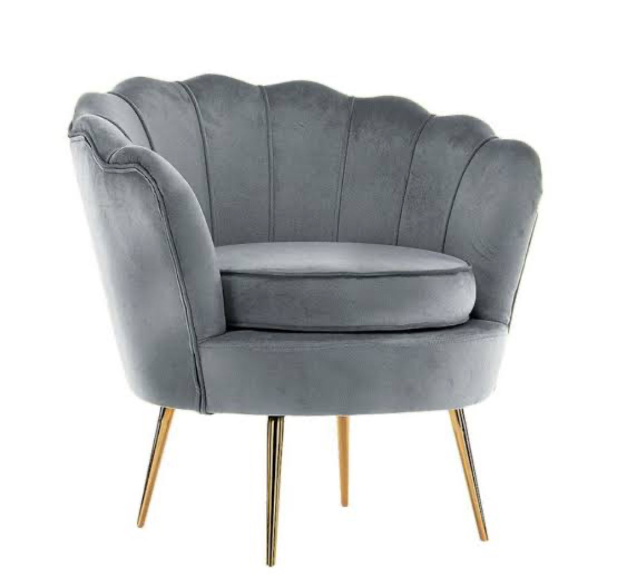 IG Furn- Grey Velvet Tulip Chair