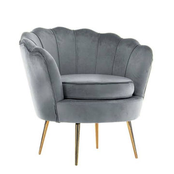 IG Furn- Grey Velvet Tulip Chair