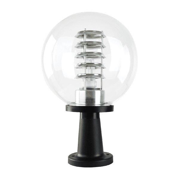 Zebbies Lighting Madras Black Outdoor Pedestal with Clear Plastic Cover