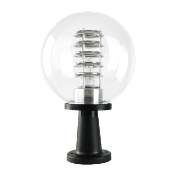 Zebbies Lighting Madras Black Outdoor Pedestal with Clear Plastic Cover