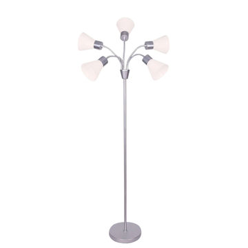 LAMP FLOOR-GREY METAL 5 WHITE SHADES 170cm